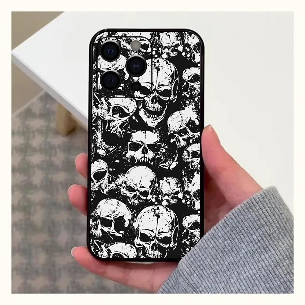 

Skull Pattern Phone Case For Apple iPhone 15,14,13,12,11,Pro,X,XS,Max,XR,Plus,Mini Soft Black Cover iPhone13mini