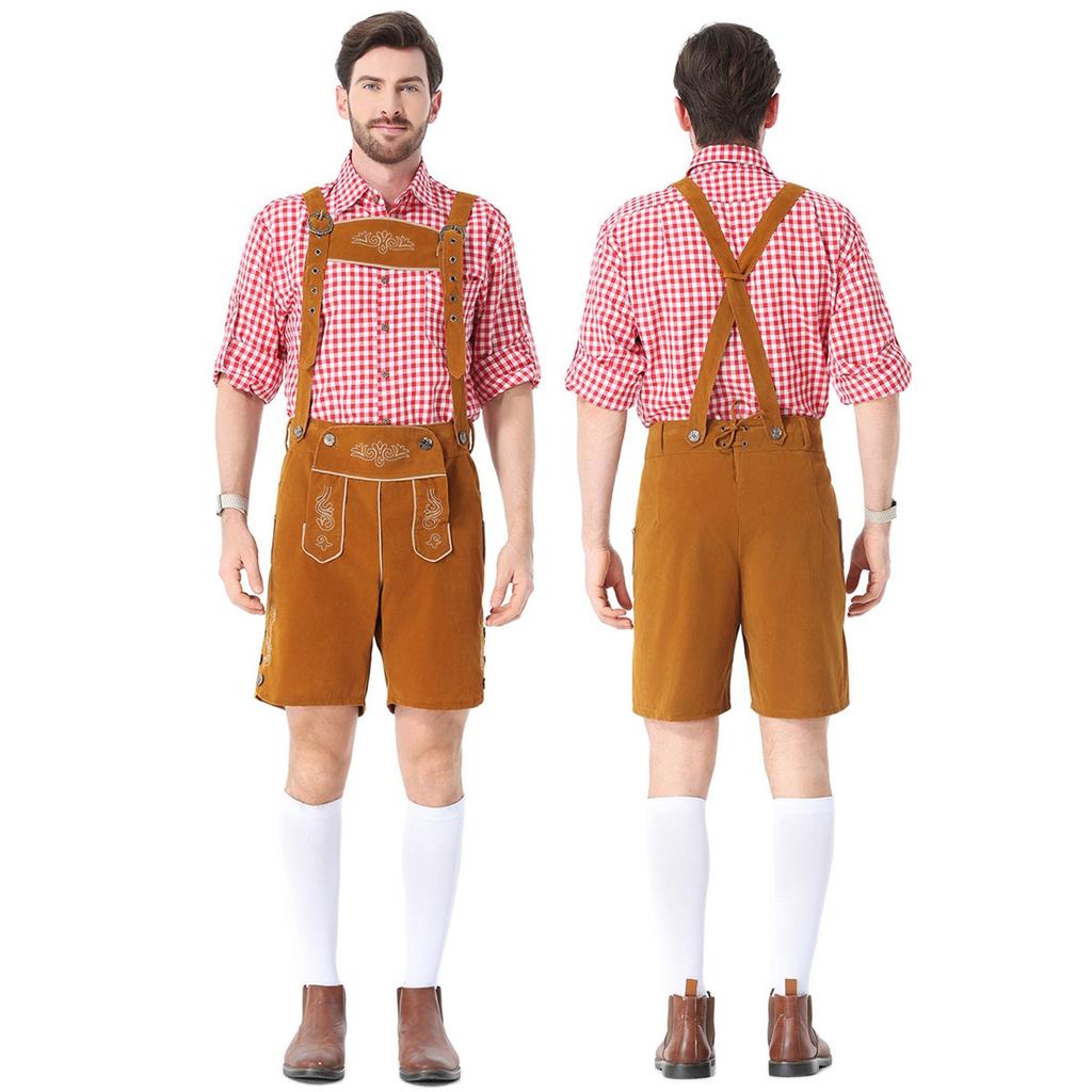 Men's Oktoberfest Suspenders Pants Bavarian Costume for Festival