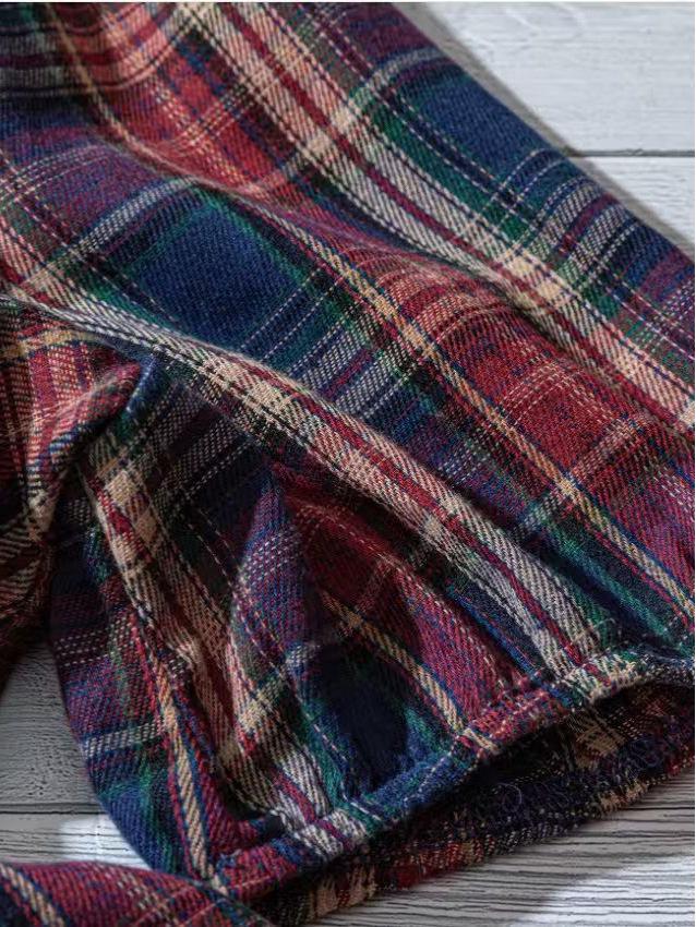 2025 Summer Plaid Lapel Puff Sleeve Casual Shirt (Short Sleeve, Loose Fit)