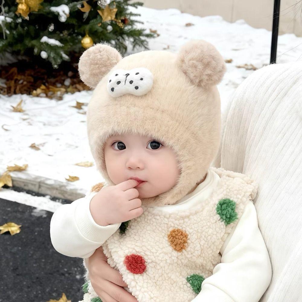 Ear Protection Baby Winter Hat Double Pom Pom Baby Bonnet Cartoon Pom Pom Hat for Babies