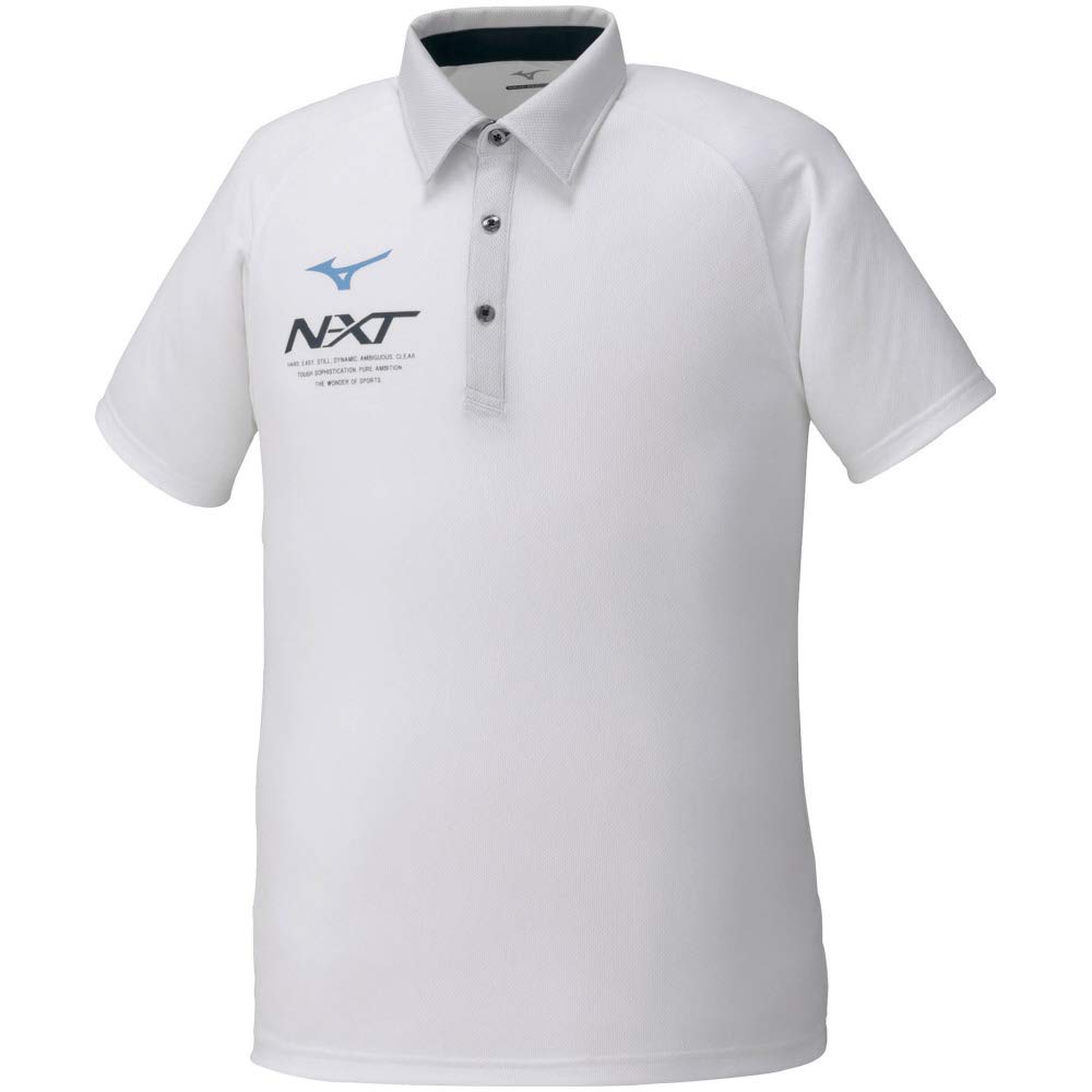 Mizuno Training Polo Short Slim Moisture Quick Size S to Japanese Size N-XT Shirt, Sleeve, Fit, Wicking, Drying, 32JA0275, White, (Equivalent S)