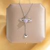 Yousheng Choker Necklace Alloy Sparkling Rhinestones Angel Heart Pendant Necklace Adjustable Length Necklace Jewelry Gift