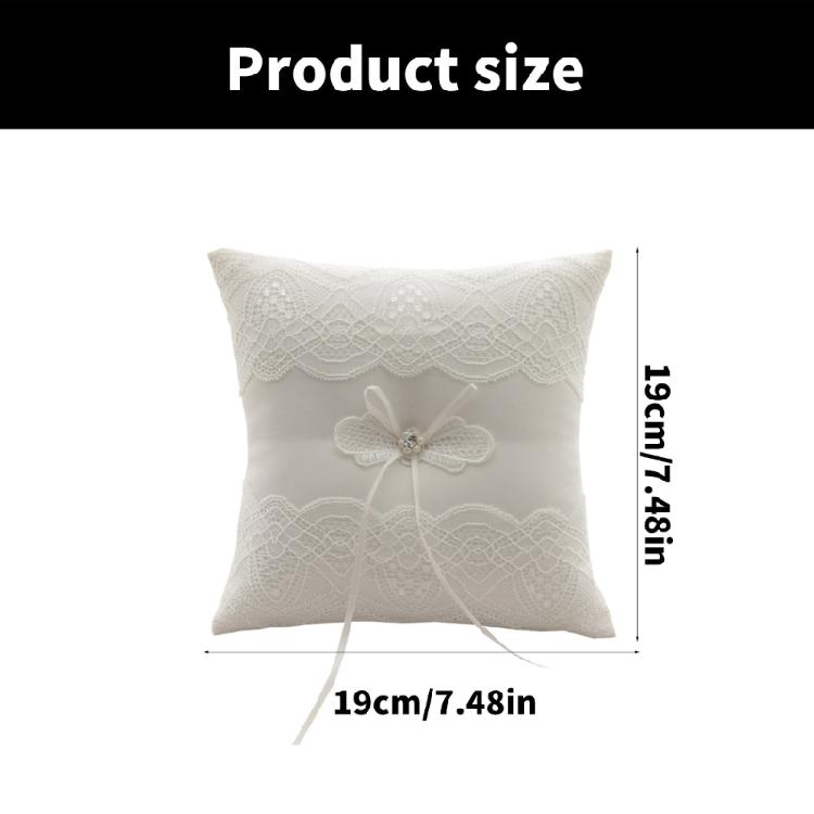 Délicat Cérémonie de Mariage Fête Perles Dentelles Anneaux Oreillers Coussins Porteurs pour Fiançailles Demande en Mariage Décoration Blanc