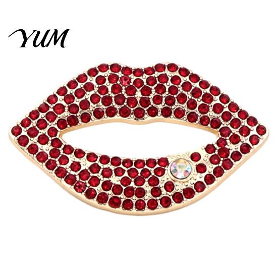 Clothing Pins Sexy Rhinestone Lip Brooch for Women, Red Shape Lapel Alloy Bags Pin Pin, Accessory Suits Coats Scarves Shawls Bag Decoration