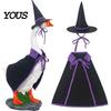 Goose Costume for Yard 1 Set Halloween Outfit, Black Cloak And Pointed Hat, Porch Mysterious Decor 23 Inch Statue Lawn