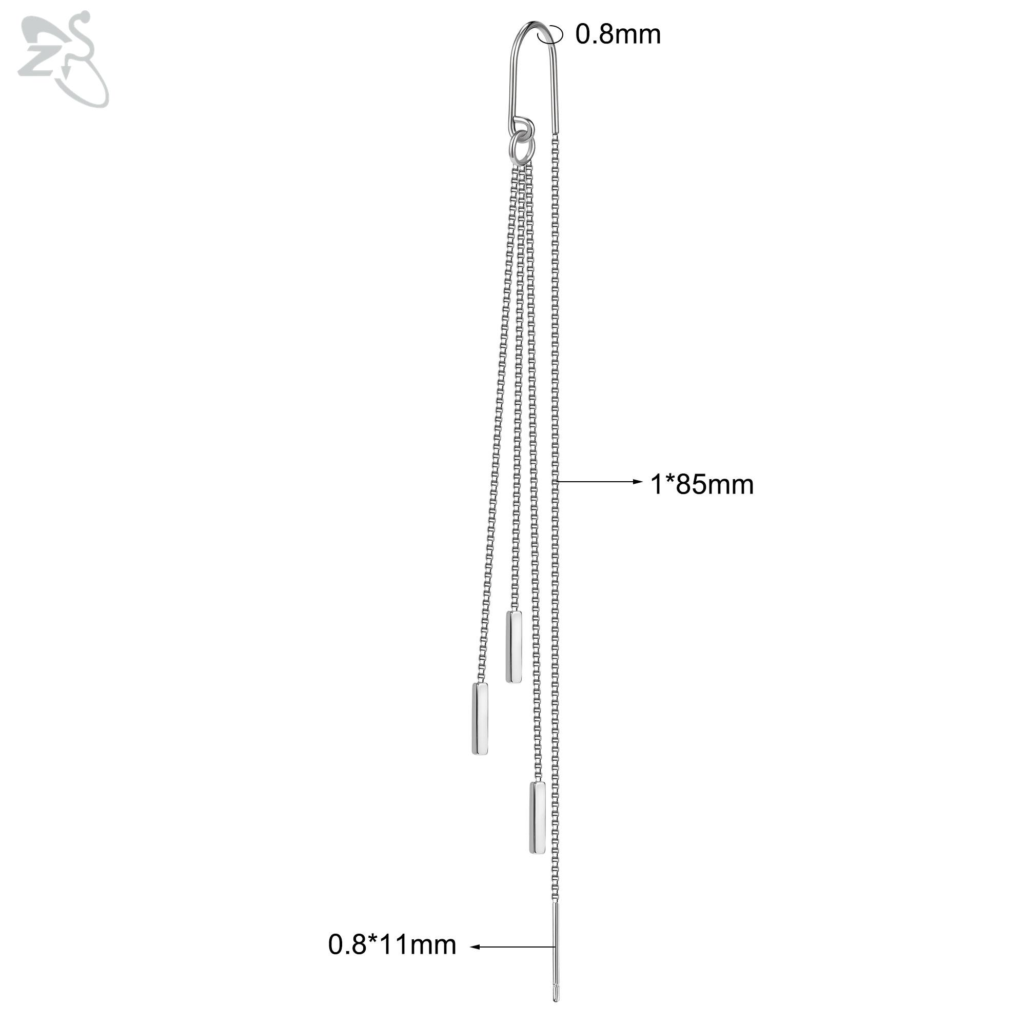 

ZS 1-2pcs/lot 20G Stainless Steel Long Chain Pendant Ear Stud 60/120MM Tassel Star Drop Ears Line Earrings Piercing Jewelry Gift 1 PC