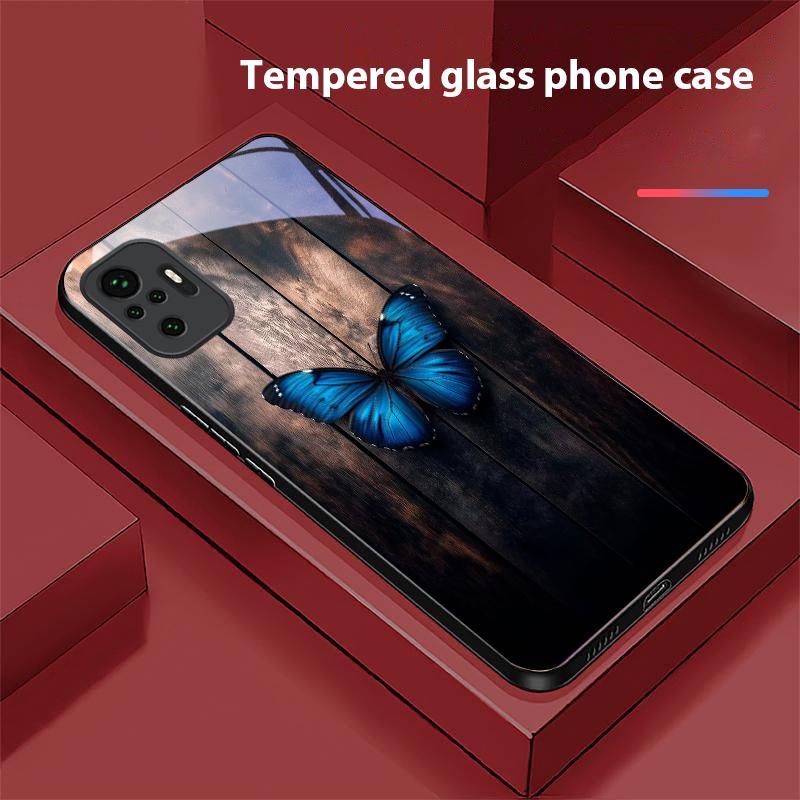Mysterious butterfly For Redmi Note 7 8 9 8T 10 11 12 12S 13 14 Pro Plus 5G 13C 12 14C 5 4G Black tempered glass phone case