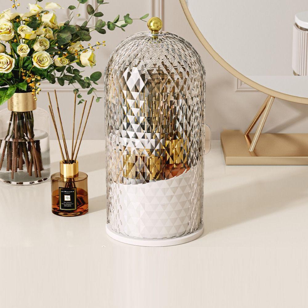 Dustproof Birdcage Makeup Brush Holder 360° Rotating Make Up Brush Bucket Eyebrow Pencil