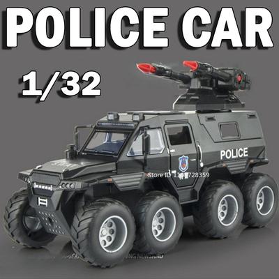 1:32 Scale Avtoros Shaman Sabertooth Armored Police Car Model Toys Metal Diecast Sound Light Doors Opened Pull Back Boys Gifts