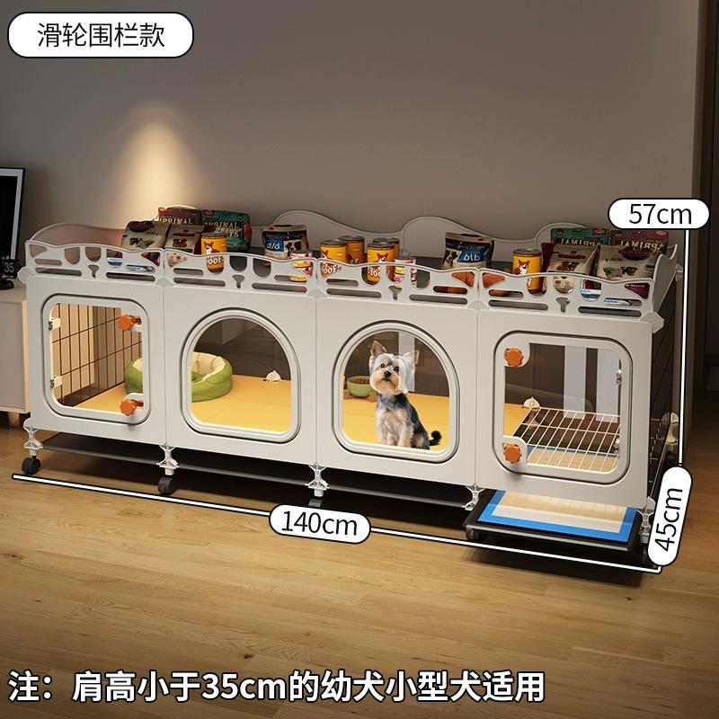 Small Dog Crate with Separate Toilet Area Puppy House for Teddy Bichon Pet Bedroom Kennel Cozy Puppy Home with Removable Tray