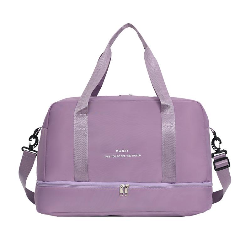 Versatile Canvas Travel and Sports Bag with Wet/Dry Compartments, Large Capacity, Single Shoulder, and Crossbody Features.