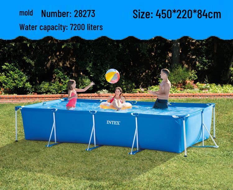 Original Intex Extra Large Rectangular Tubular Frame Children's Family Swimming Pool 28273