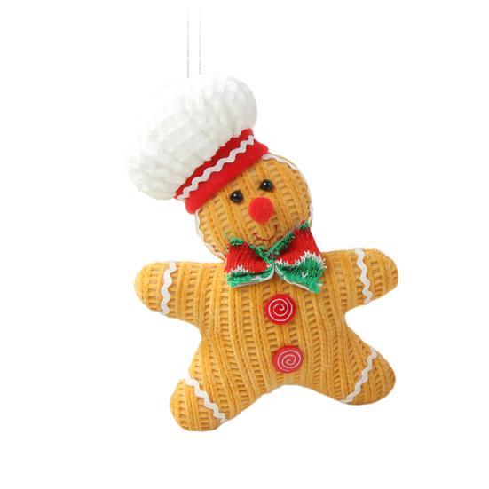 1/2 Pcs Gingerbread Man Figure Christmas Plush Stuffed Doll with Hat Gingerbread Hanging Ornament for Christmas Tree Fireplace Decoration