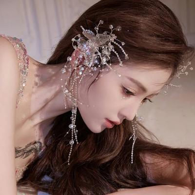 1/2 pezzi forcina per capelli da ragazza farfalle design imitazione perla nappa fermaglio per capelli romantico dolce stile accessori per capelli