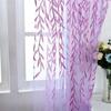 1Pair Cute Willow Leaf  Curtains  Pastoral Style Willow Floral Window Decorative Curtains for Bedroom Living Room Window Curtain