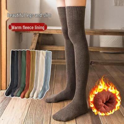 Damen Fleecegefütterte Overknee Verdickte Frotteesocken - Schlankmachend & Vielseitig für Herbst/Winter