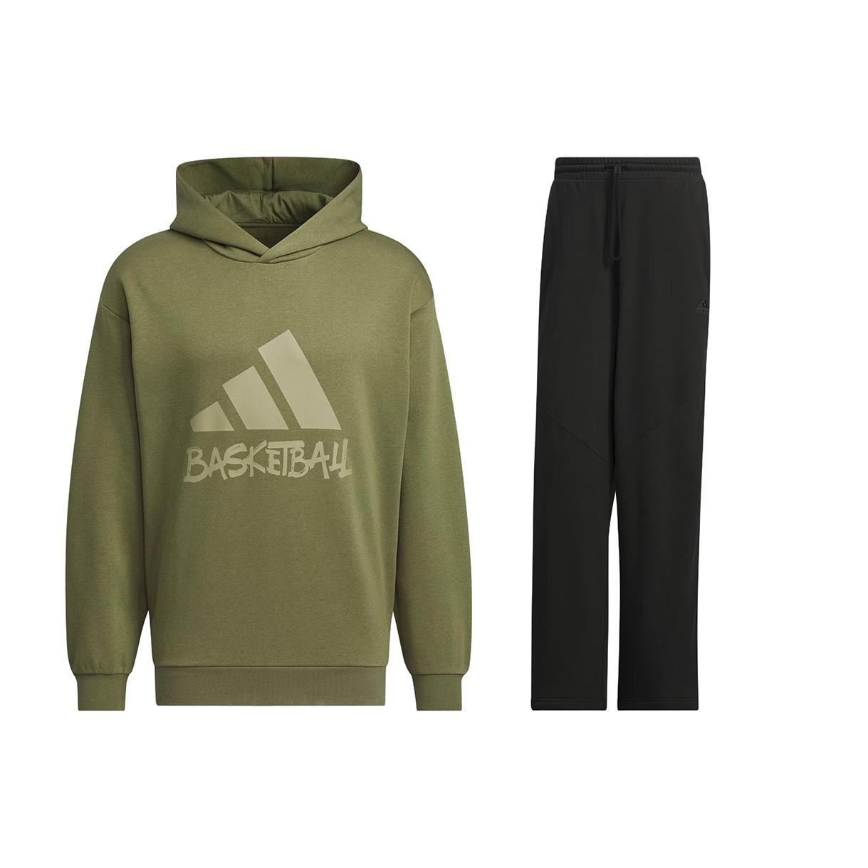 

Adidas Basketball Hoodie And Long Pants Set Men Activewear IX4912+JI8645 S