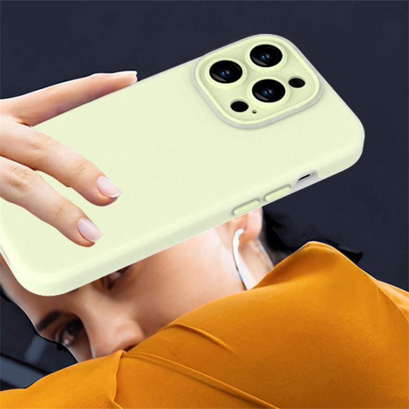 For iPhone 14 Pro Case with Glass Lens Film,Liquid Silicone Soft Phone Cover