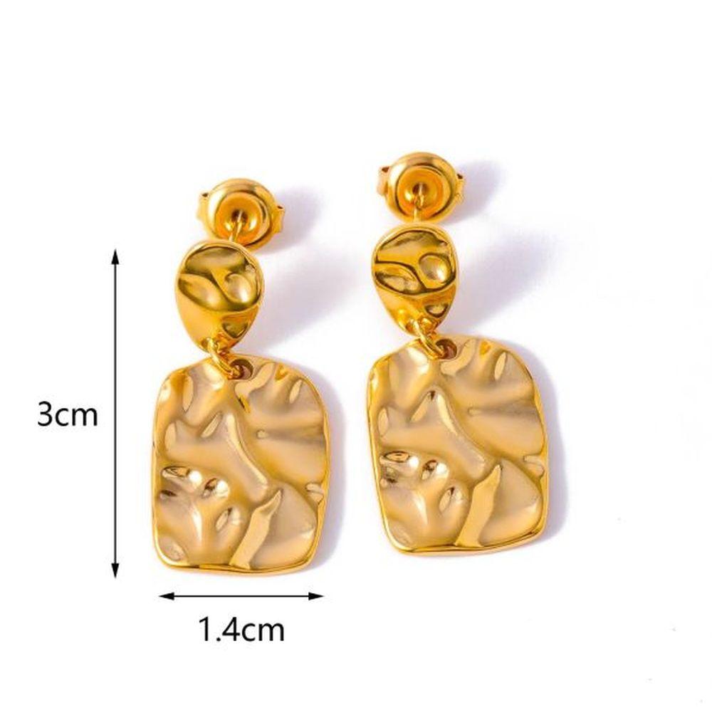 CARLIDANA Stainless Steel Chunky Texture Hoop Earrings Jewelry for Women Gold Plated Huggie Chunky Statement Stud Earrings