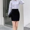 Plus Size Women's Black Skirt & White Chiffon Shirt Set