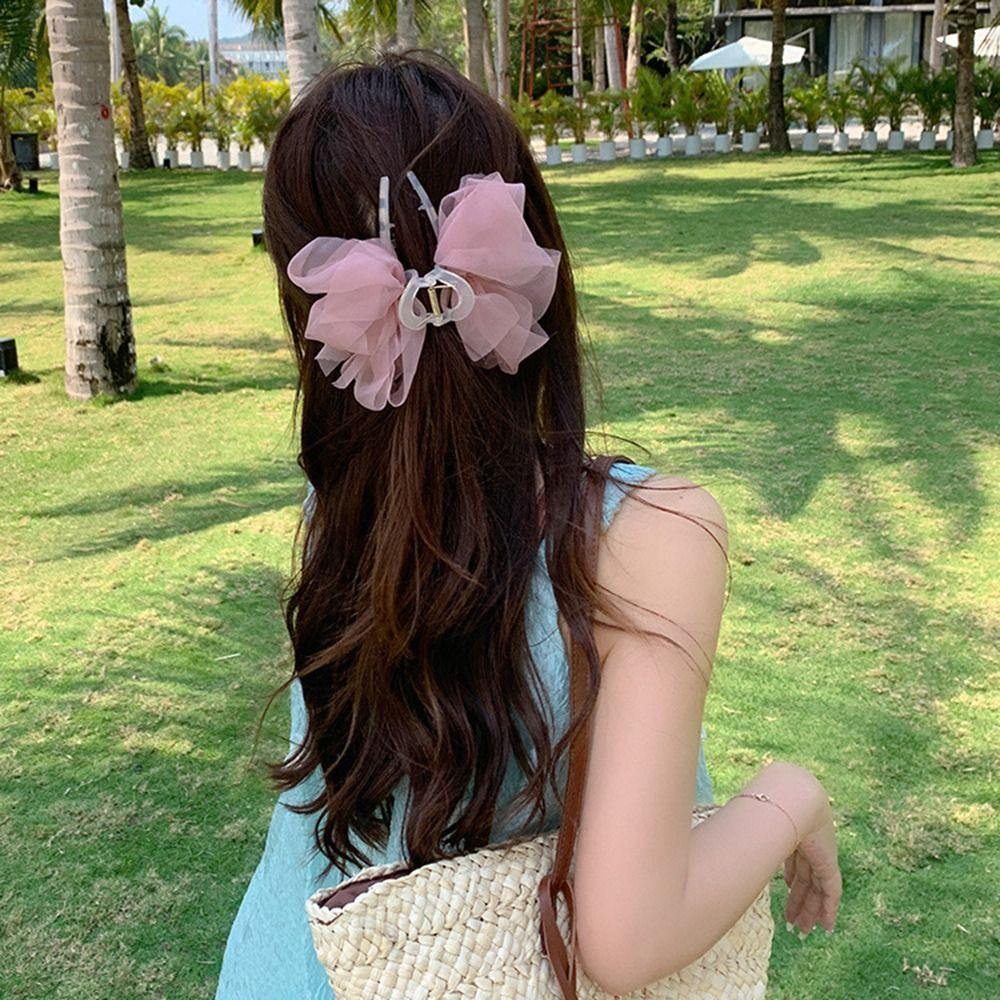 Plastic Hairgrips Princess Style Hair Crab Clip Women Hair Clip Korean Shark Clip Bow Hair Claw