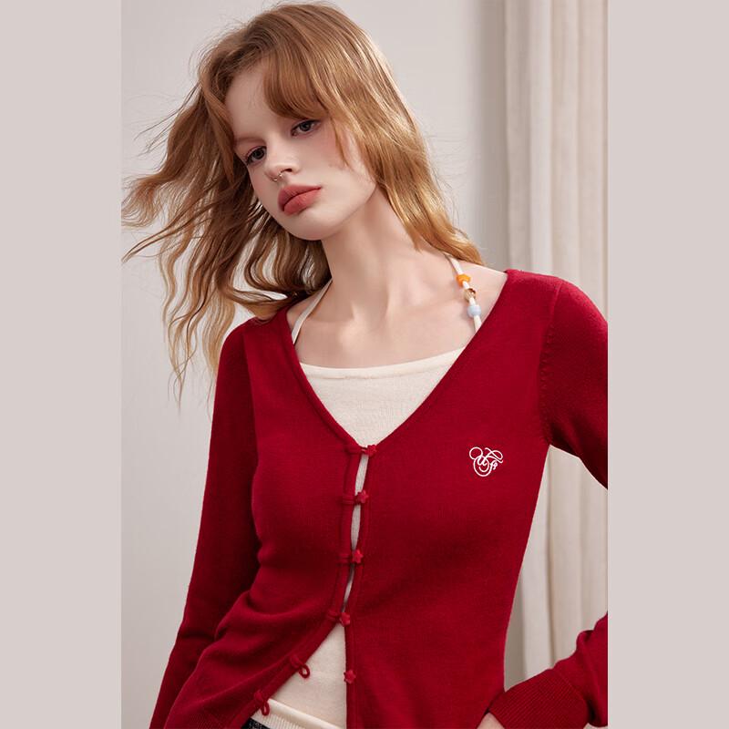 UNIFREE Women's Faux Two-Piece Embroidered Slim-Fit Knit Top