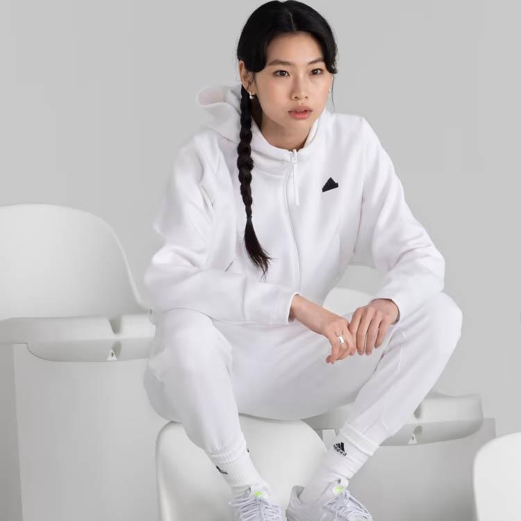 adidas ΖΝΕ. Σειρά SS23 Μονόχρωμη Φαρδιά Μανσέτα Αθλητική Φόρμα Γυναικεία Κάτω Μέρη Λευκό IN5140