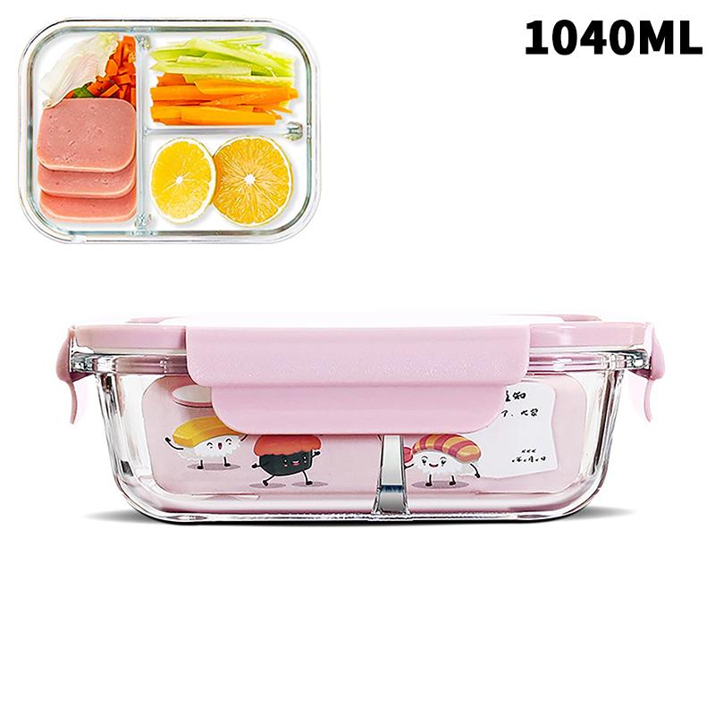 1/2/3 Fack Förtjockad Läckagesäker Mikrovågsugnssäker Matlåda Hög Borosilikatglas Bento-låda Med Lock Lufttäta Matlådor