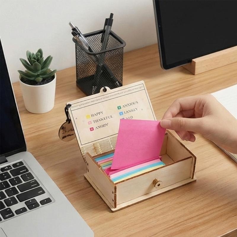 Multifunctional Wooden Storage Box Organiser For Notes Stationery And Home Decoration Inspirational Gift