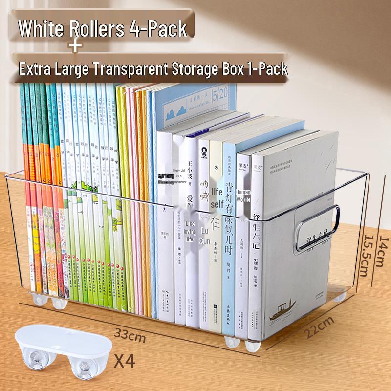 Large Capacity Transparent Acrylic Bookshelf Bookend with Creative Desktop Storage for Dorms & More