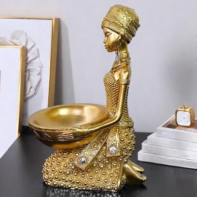 Afrikanische Statue Tischornament Kunsthandwerk Sammlerstück Skulptur Frauenfigur für Wohnzimmer