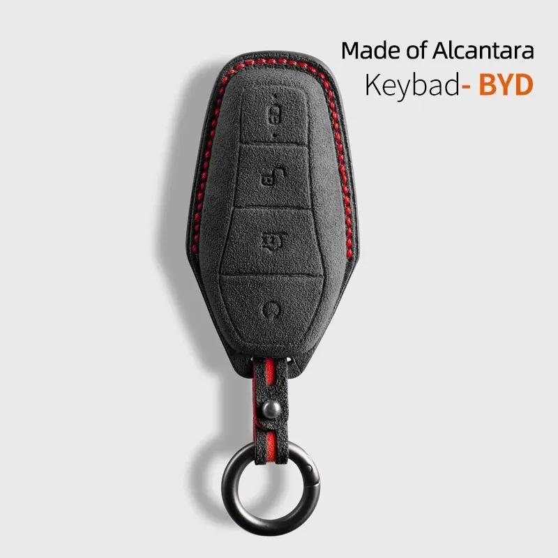For BYD EA1 Han EV Qin Song Plus Dmi Yuan Plus Tang Atto 3 EV Car Key Case Accessories Styling Suede Leather Key Cover Keychain