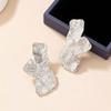 Vintage Metal Flower Post Stud Earrings For Women Fashion Gold Color Large Textured Petal Earring Party Jewelry Gift Accessories