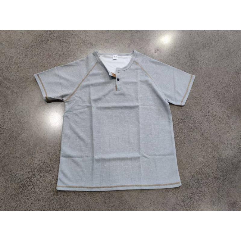 Mens Waffle Henley Collar Raglan Short Sleeve Color Block Casual T Shirt