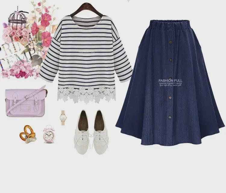 European and American A-Line Denim Mid-Length Skirt - Spring/Autumn 2020 Edition