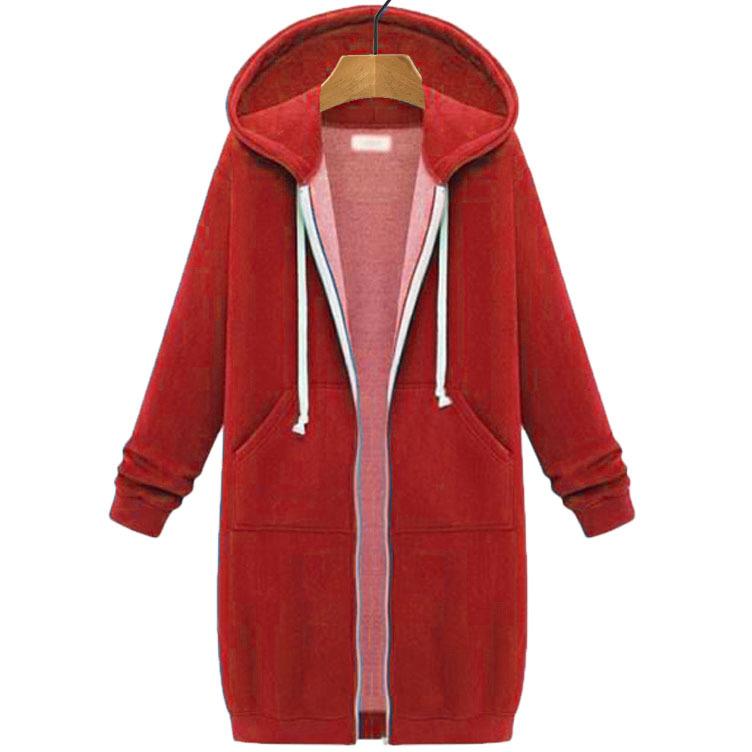 Herbst Winter Damen Casual Zip Up Hoodies Hoodies Langarm Lose Kapuzenjacken Reißverschlusstasche Maxigröße Sweatshirt Sport Oberbekleidung
