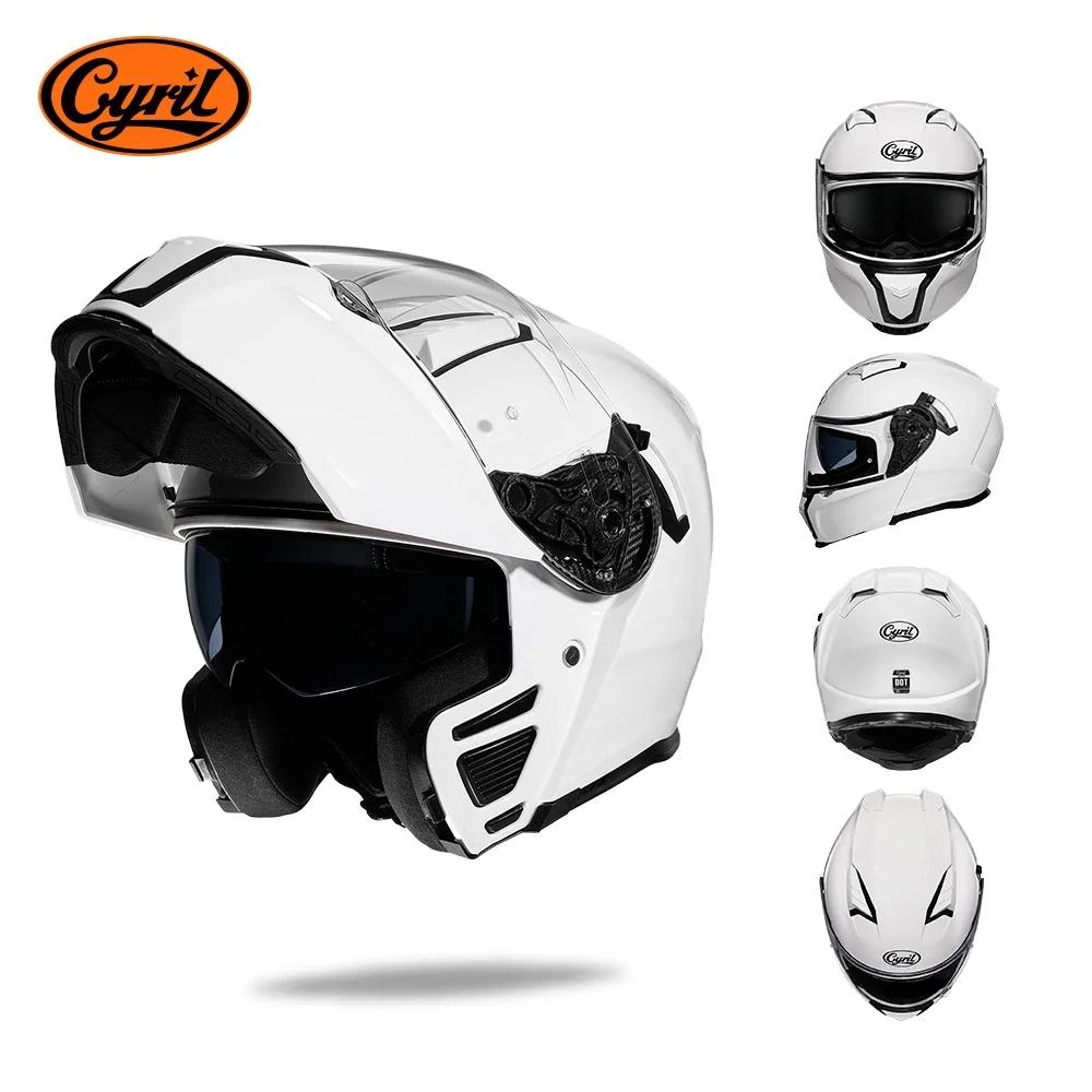 

Flip Up Motorcycle Helmet with Sunglasses Visor Dual Lens Full Face Moto Helmet Cyril Motorcycle Helmets Motorcycle Equipments M