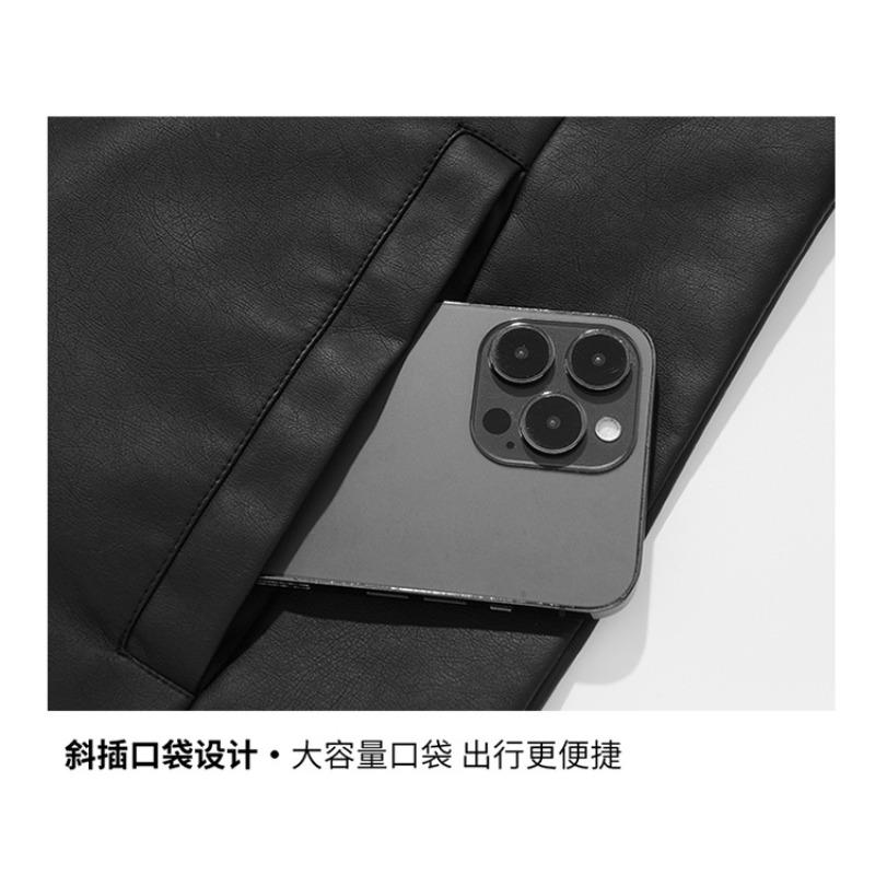 2025 New Jacket Men's Leather Jacket Stand Collar Loose Casual American Top Versatile Jacket for Women's Couples