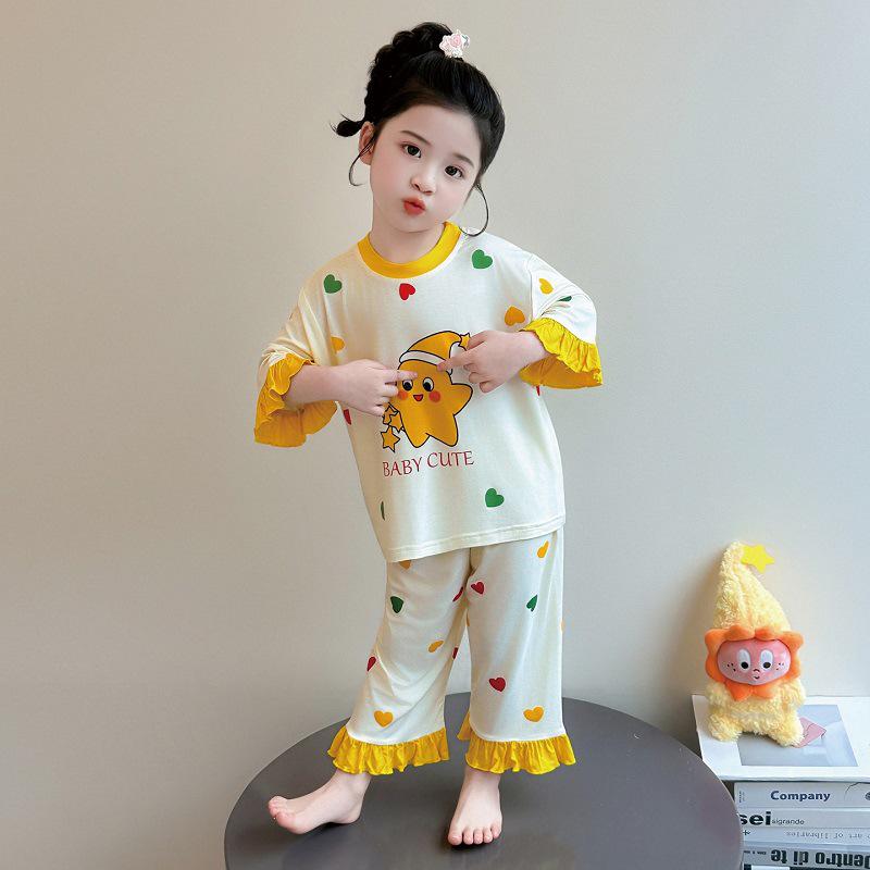 Girls' Soft Summer 2026 Modal Pajama Set - Breathable & Loose Fit