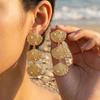 Ocean Multilayer Seashell Pearl Dangle Earrings For Women Micro Inlay Imitation Pearl Metal Long Earring Beach Party Jewelry