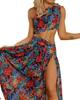 Summer Fashion Casual One Shoulder Waist Sleeveless Print Long Loose Women's Dress