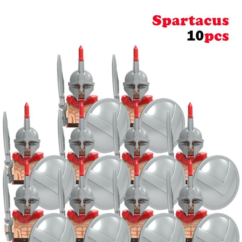 10 st MOC Medeltida Slott Riddare Rom Soldater Byggklossar Militär Forntida Egypten Mumiefigurer Krigare Vakt Vapen Kloss