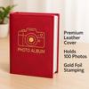 6 Inch 100 Pockets Photo Album Gold Stamped Insert Pocket Design Photo Storage Album Leather Surface Laminated Compatible