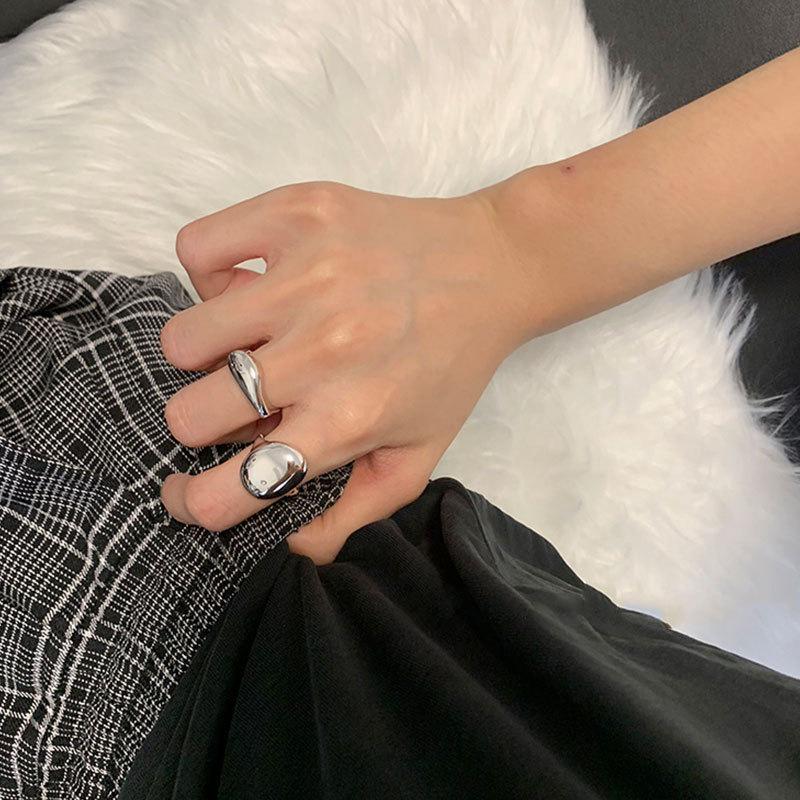 European-American S925 Silver-Plated Geometric Open Ring - Retro, Creative, and Stylish Index Finger Design for Women