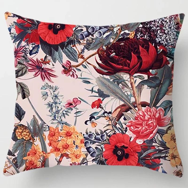 Elegant colorful bright floral decoration sofa cushion pillow case living room bedroom decoration cushion cover home decoration