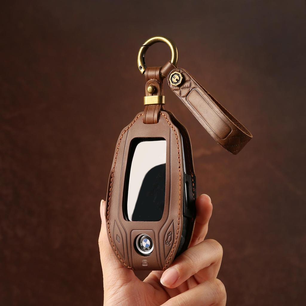 Full Leather LCD Key Cover for BMW 5 Series, 7 Series, and X3
