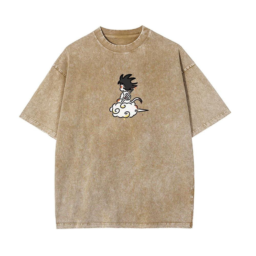 Summer Comfort Japanese Anime Character Print Women's T-Shirt Loose Oversized Wash Short Sleeve Pullover Statement Top