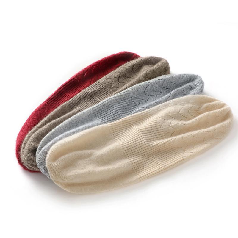 Autumn and Winter New Cashmere Hat Women's Hollow Double-layer Cashmere Ear Protection Hat Soft Warm Knitted Wool Hat