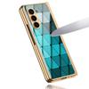 Luxury Plating Screen Glass Case For Samsung Galaxy Z Fold 7 6 5 Case Back Painted Pattern Glass Plastic Cover For Galaxy Z Fold 6