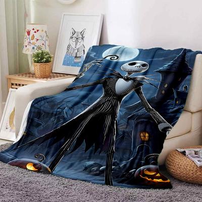 1pc Jack Skellington Halloween Soft Warm Throw Blanket Nap Blanket For Couch Sofa Office Bed Camping Travel,Comfortable
